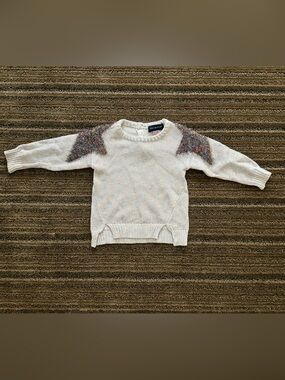 Andy & Evan Baby Girl Crewneck Sweater with Sparkle Shoulder Panels